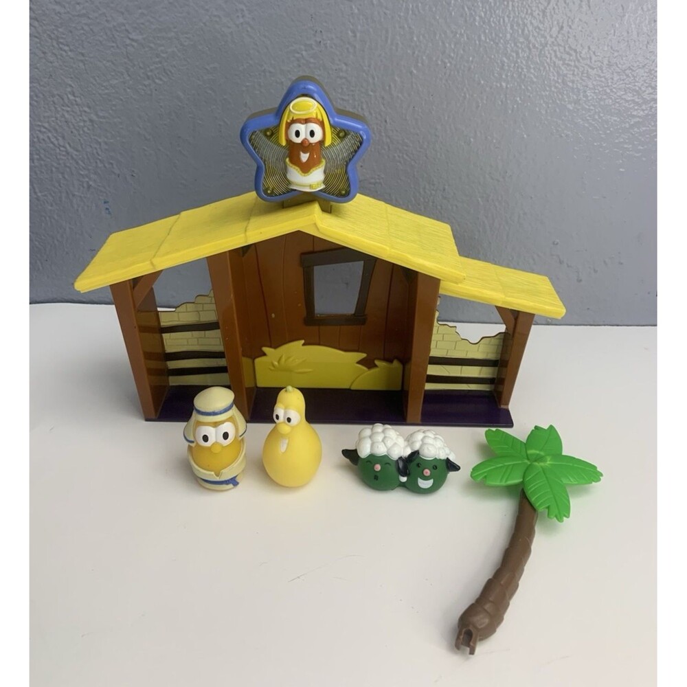 VeggieTales Nativity Playset Sounds By Big Idea 2004 with Figures - Incomplete